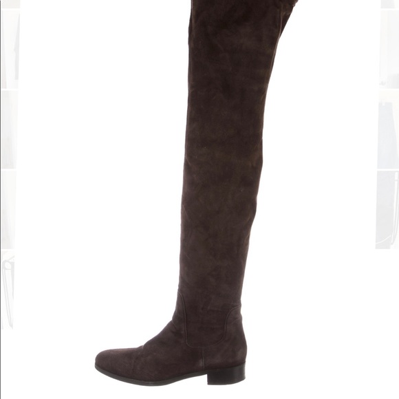 Authentic Prada Suede Brown Over the Knee Boots - Picture 1 of 11